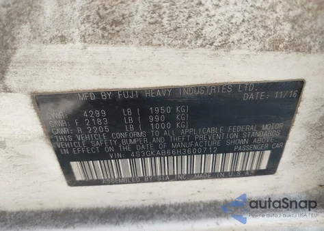 2017 Subaru Impreza Premium из США, поврежденный, VIN 4S3GKAB66H3600712